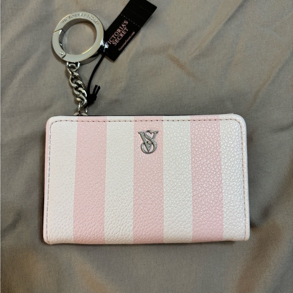 Victoria's Secret Light Pink and White Striped Card Holder - Picture 2 of 3